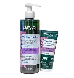 VICHY DERCOS SHAMPOOING VITAMIN ACE + SHAMPOOING FORMAT VOYAGE OFFERT 50ML