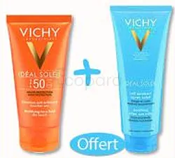 VICHY IDEAL SOLEIL CREME TOUCHER SEC INVISIBLE 50ML + APRES SOLEIL 100ML OFFERT