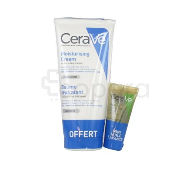 CERAVE PACK BAUME HYDRATANT PEAUX SECHES A TRES SECHES 355ML + HUILE MOUSSANTE HYDRATANT 15ML OFFERT