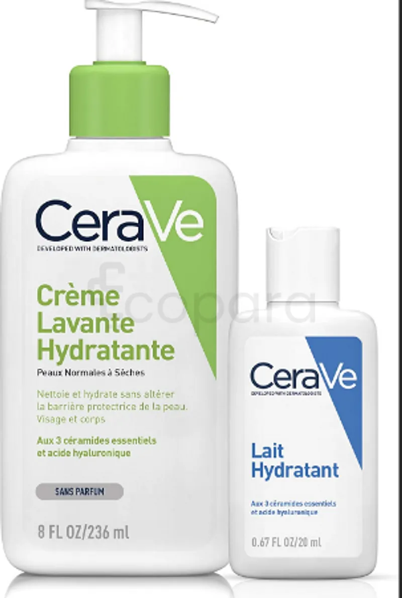 CERAVE PACK LAIT HYDRATANT 236ML + CREME LAVANTE HYDRATANTE 20ML