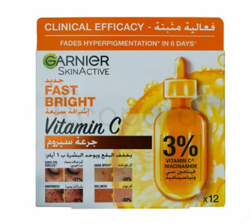 GARNIER FAST BRIGHT SÉRUM VITAMINE C 1.5ML BOITE DE 6 AMPOULES