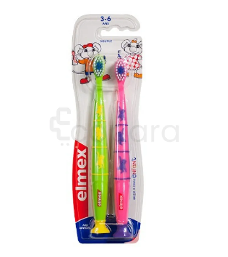 ELMEX BROSSE À DENTS ENFANT 3-6ANS BOITE DE 2