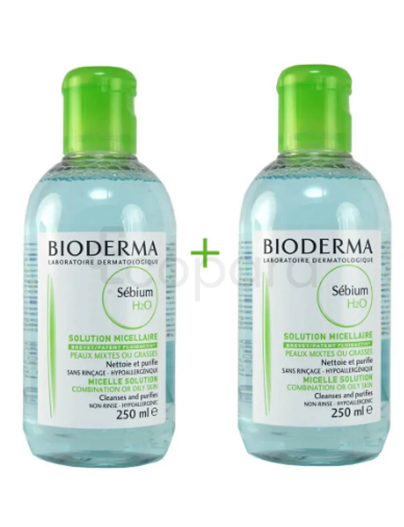 BIODERMA COFFRET SEBIUM H2O SOLUTION MICELLAIRE 250ML + BIODERMA SEBIUM H2O SOLUTION MICELLAIRE 250ML OFFERT