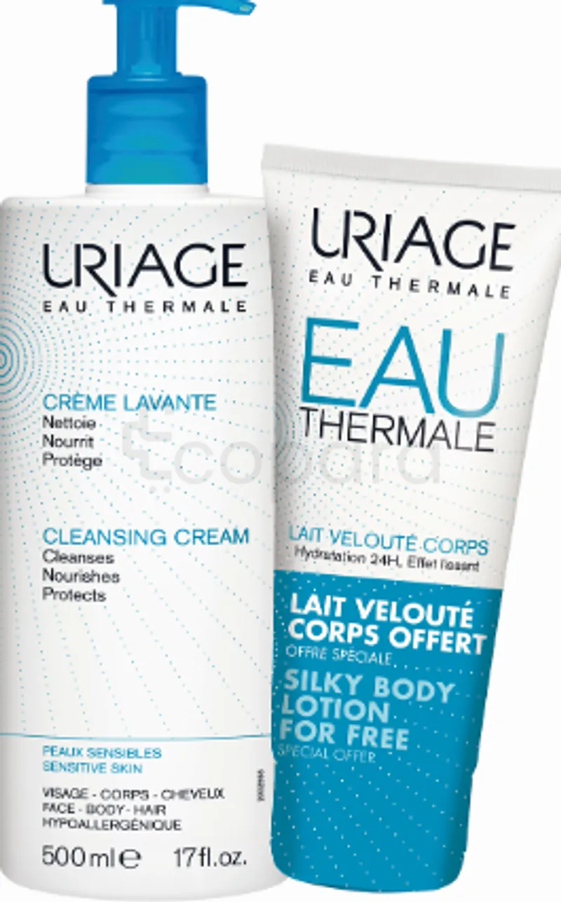 URIAGE PACK EAU THERMALE CREME LAVANTE 200ML + EAU THERMALE LAIT VELOUTE CORPS 200ML OFFERT