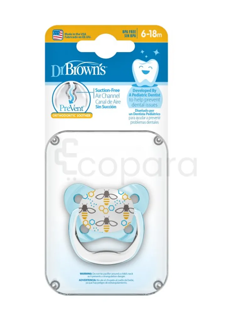 DR BROWN'S SUCETTE 6-18MOIS BLEU PREVENT BUTTERFLY SHIELD BOITE DE 1 REFERENCE PV21407-ES