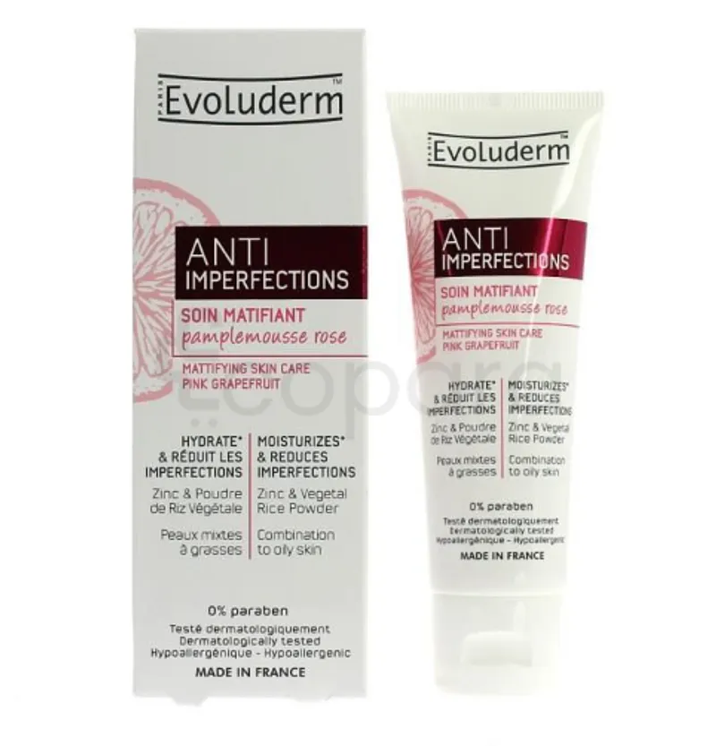 EVOLUDERM ANTI-IMPERFECTIONS SOIN MATIFIANT PAMPLEMOUSSE ROSE 50ML