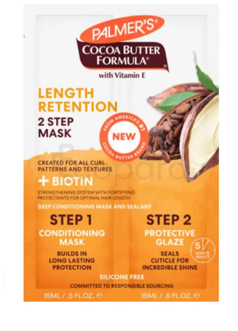 PALMER'S MASQUE CHEVEUX 2 STEPS CACAO ET BIOTIN ACCELERATEUR DE POUSSE 15ML*2