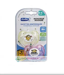 DODIE 2 SUCETTES ANATOMIQUE 0-6MOIS REFERENCE 6350844