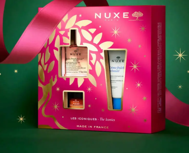 NUXE COFFRET LES ICONIQUES HUILE PRODIGIEUSE 50ML + CREME FRAICHE 30ML + BAUME A LEVRES 15G