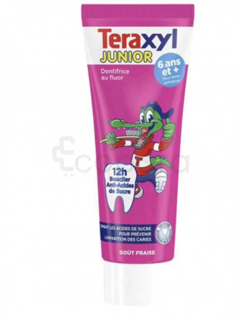 TERAXYL JUNIOR DENTIFRICE POUR DENT DEFINITIVE +6ANS GOUT FRAISE 75ML