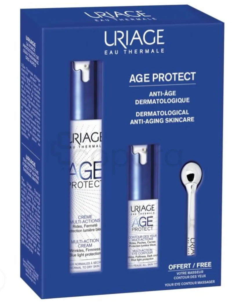 URIAGE PACK AGE PROTECT CREME MULTI-ACTIONS 40ML + AGE PROTECT CONTOUR DES YEUX MULTI-ACTIONS 15ML + CONTOUR DES YEUX MASSEUR OFFERT