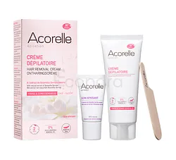 ACORELLE CREME DEPILATOIRE VISAGE ET ZONES SENSIBLES 75ML + SOIN APAISANT 15ML + SPATULE