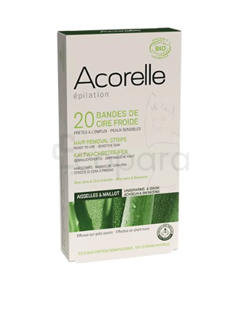 ACORELLE EPILATION 20 BANDES DE CIRE FROIDE AISSELLES ET MAILLOT