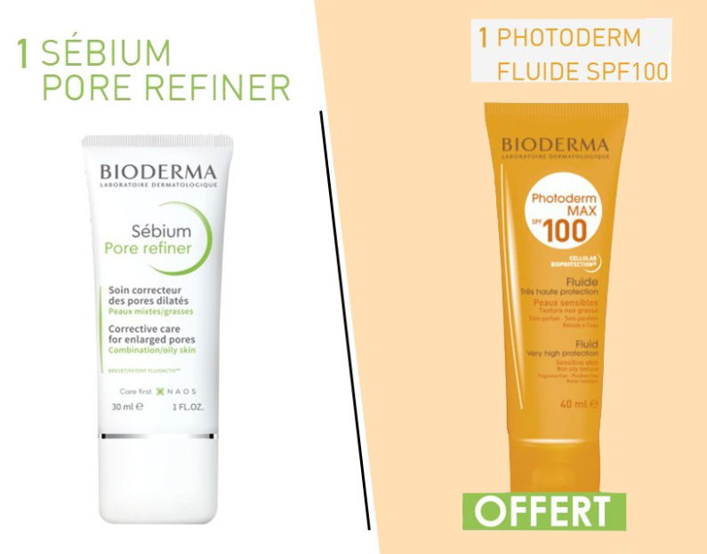 BIODERMA COFFRET SEBIUM PORE REFINER 30ML + PHOTODERM MAX FLUIDE SPF100 OFFERT