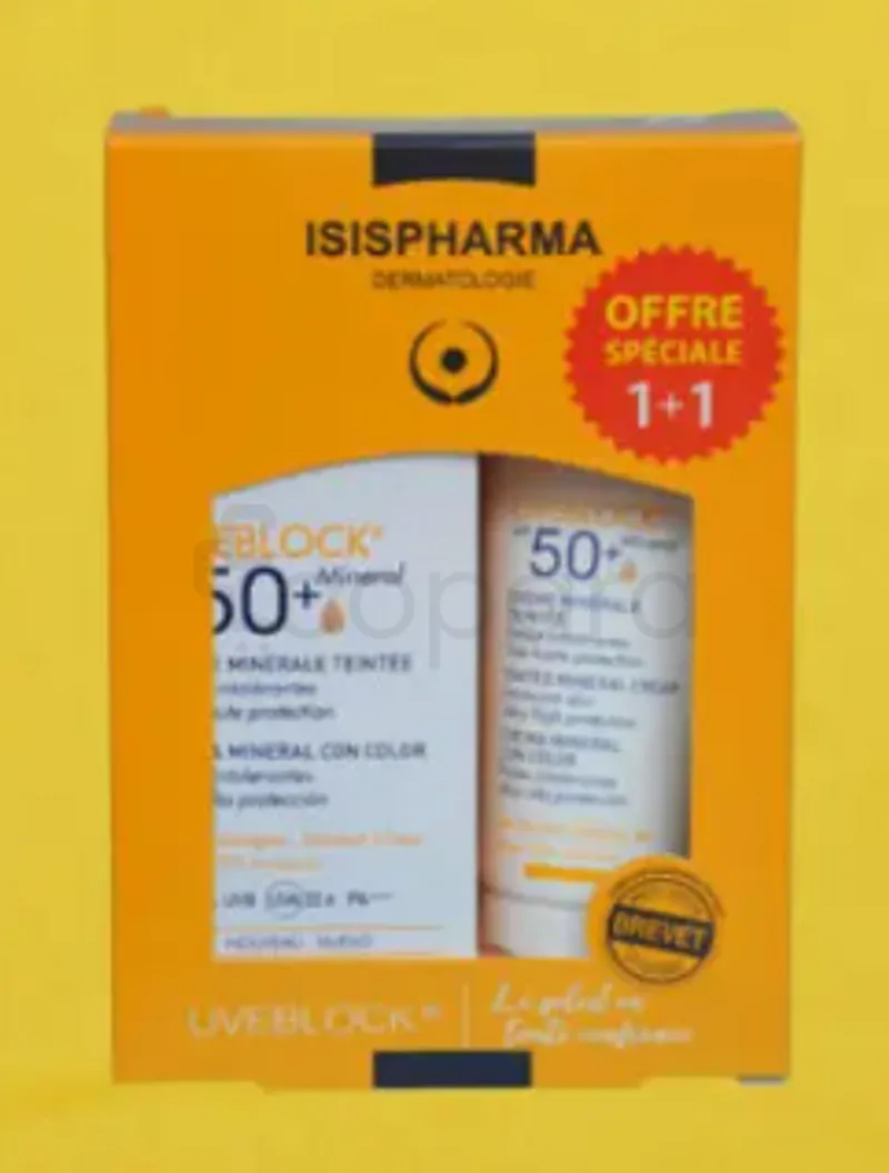 ISISPHARMA PACK UVEBLOCK50 MINERAL TEINTE 50ML*2
