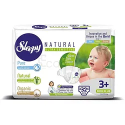 SLEEPY NATURAL COUCHES BEBES AU BAMBO HYPOALLERGÉNIQUES MIDI PLUS 5-10KG TAILLE 3+ BOITE DE 32