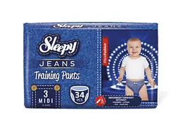 SLEEPY NATURAL COUCHES CULOTTES JEANS D'APPRENTISSAGE HYPOALLERGÉNIQUES MIDI 5-10KG TAILLE 3 BOITE DE 34