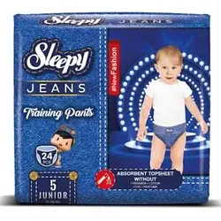 SLEEPY NATURAL COUCHES CULOTTES JEANS D'APPRENTISSAGE HYPOALLERGÉNIQUE JUNIOR 11-18KG TAILLE 5 BOITE DE 24