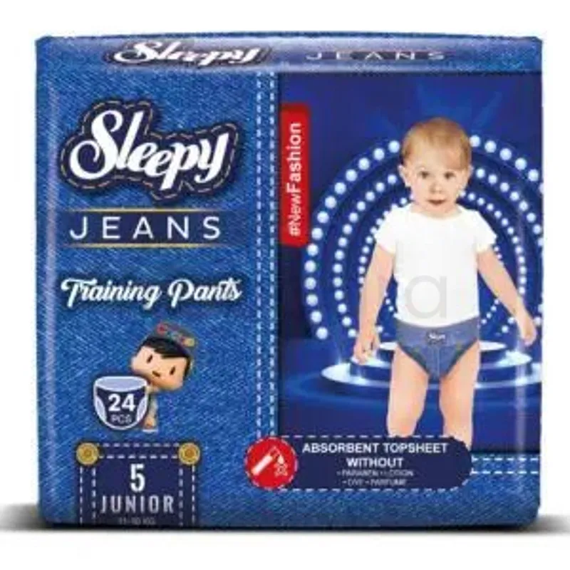 SLEEPY NATURAL COUCHES CULOTTES JEANS D'APPRENTISSAGE HYPOALLERGÉNIQUE JUNIOR 11-18KG TAILLE 5 BOITE DE 24