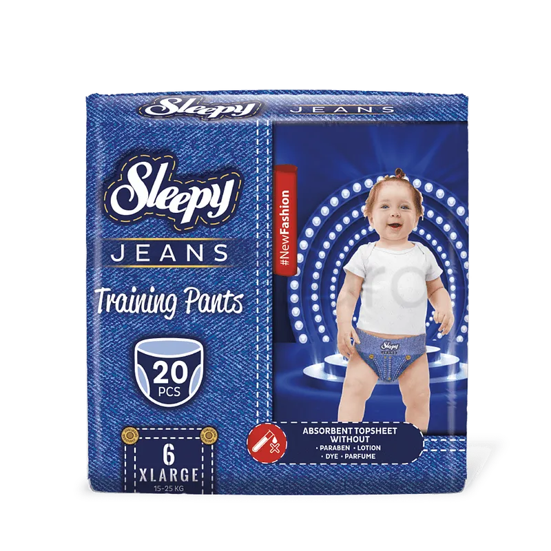 SLEEPY NATURAL COUCHES CULOTTES JEANS D'APPRENTISSAGE HYPOALLERGÉNIQUE XL 15-25KG TAILLE 6 BOITE DE 20