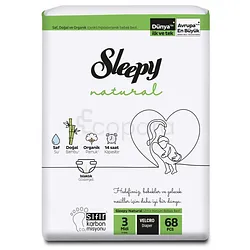 SLEEPY NATURAL TRAINING PANTS DOUBLE JUMBO PACKAGE MIDI TAILLE 3 4-9KG BOITE DE 68