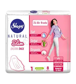 SLEEPY NATURAL SLIM LADY SANITARY NAPKIN NORMAL HYPOALLERGÉNIQUES BOITE DE 8