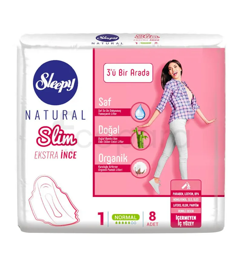 SLEEPY NATURAL SLIM LADY SANITARY NAPKIN NORMAL HYPOALLERGÉNIQUES BOITE DE 8