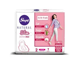 SLEEPY NATURAL SLIM LADY SANITARY NAPKIN HYPOALLERGÉNIQUES LONG BOITE DE 7