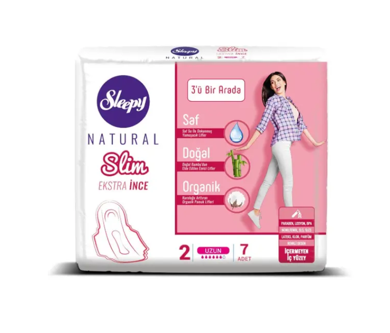 SLEEPY NATURAL SLIM LADY SANITARY NAPKIN HYPOALLERGÉNIQUES LONG BOITE DE 7