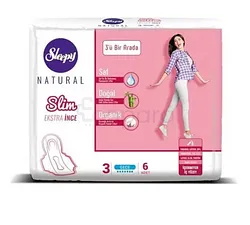 SLEEPY NATURAL SLIM LADY SANITARY NAPKIN HYPOALLERGÉNIQUES NUIT BOITE DE 6