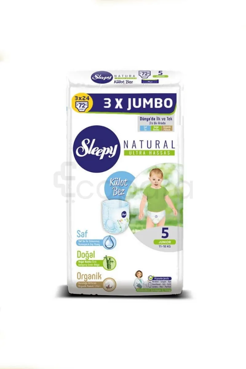 SLEEPY NATURAL TRAINING PANTS TRIPLE JUMBO PACKAGE XL TAILLE 6 15-25KG BOITE DE 60
