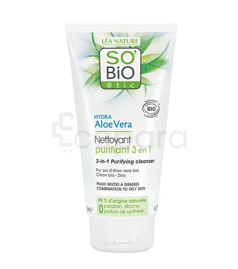 SO'BIO NETTOYANT HYDRA ALOE VERA NETTOYANT PURIFIANT 3 EN 1 150ML