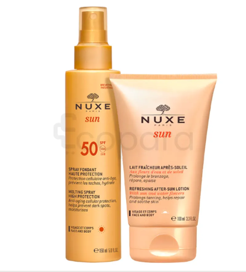 NUXE PACK SUN SPRAY FONDANT SPF50+ 150ML + LAIT FRAICHEUR APRES-SOLEIL 50ML OFFERT