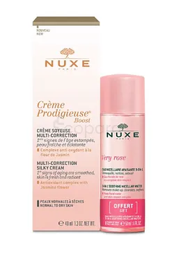 NUXE CREME PRODIGIEUSE BOOST CREME SOYEUSE 40ML + VERY ROSE EAU MICELLAIRE APAISANTE 3EN1 100ML