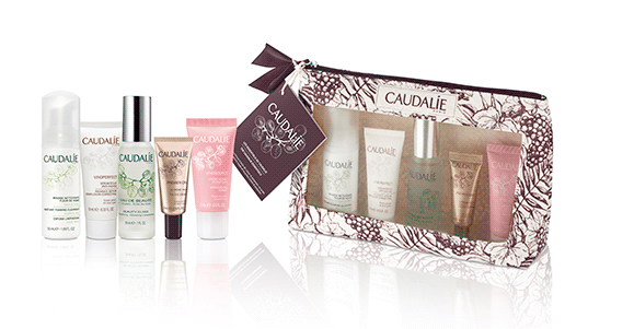CAUDALIE PACK MOUSSE NETTOYANTE FLEUR DE VIGNE 50ML + EAU DE BEAUTE 30ML + VINOSOURCE CREME SORBET HYDRATANTE 15ML + VINOPERFECT SERUM ECLAT ANTI-TACHE 10ML + PREMIER CRU LA CREME YEUX 5ML