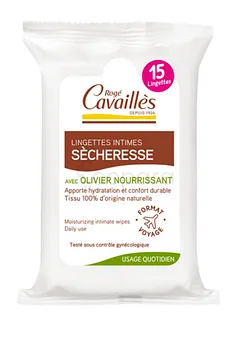 ROGE CAVAILLES LINGETTES INTIMES SECHERESSE AVEC OLIVIER NOURRISSANT BOITE DE 15