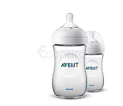 AVENT NATUREL 2 BIBERONS A COL LARGE 260ML REFERENCE SCF033/27