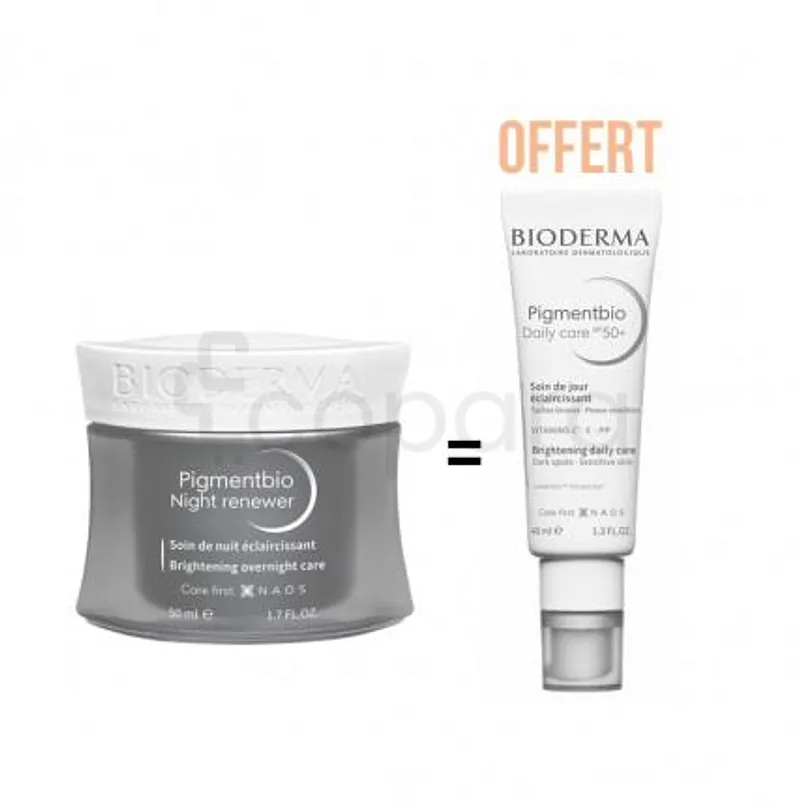 BIODERMA PACK PIGMENTBIO SOIN DE NUIT ECLAIRCISSANT 50ML + PIGMENTBIO DAYLY CARE SPF50+ 40ML OFFERT
