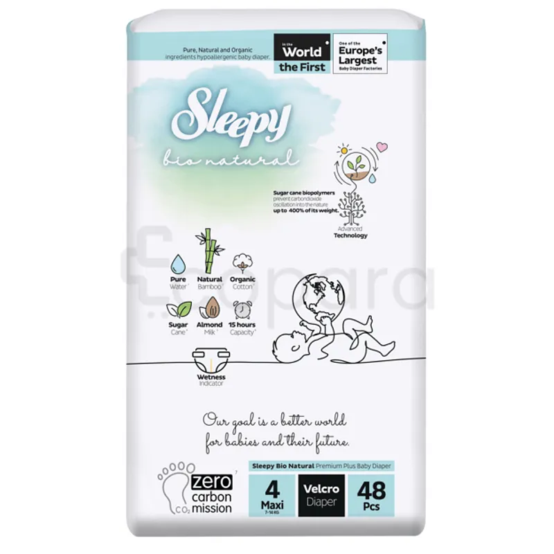 SLEEPY BIO NATURAL CULOTTES DOUBLE JUMBO MAXI 7-14KG TAILLE 4 BOITE DE 48