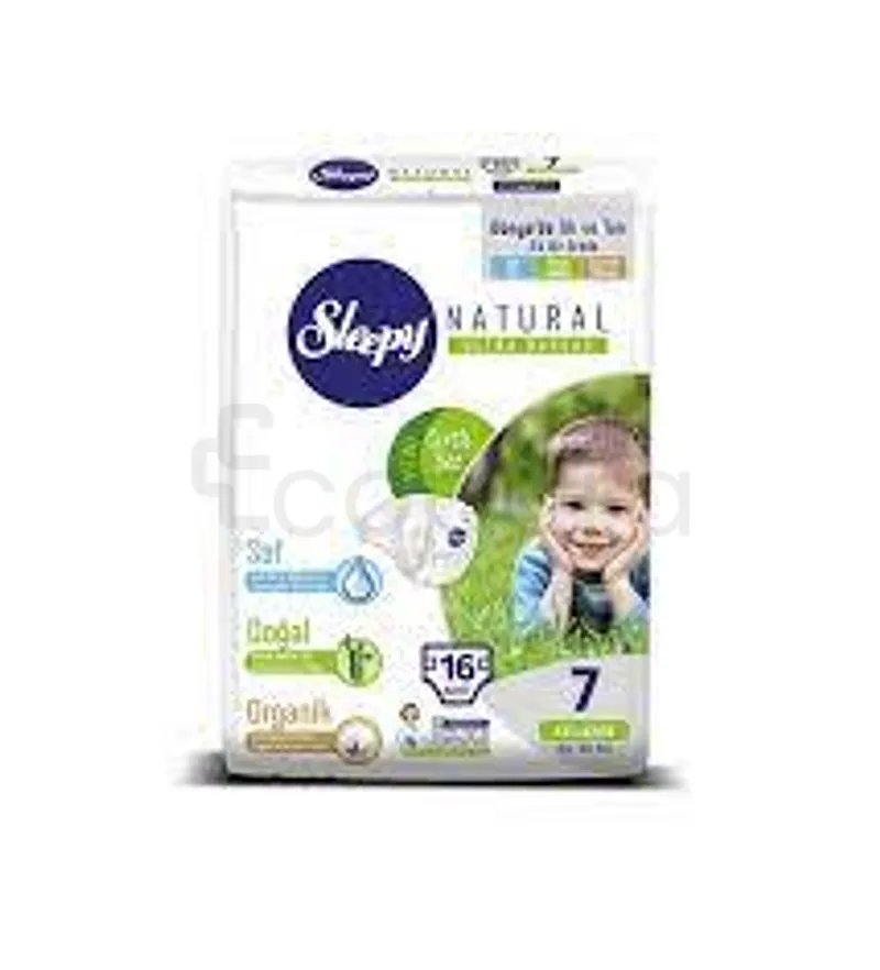 SLEEPY NATURAL COUCHES BEBES AU BAMBO HYPOALLERGÉNIQUES XXL++ 20-30KG TAILLE 7 BOITE DE 16