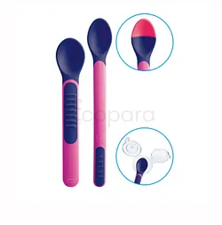 MAM CUILLERE SENSIBLE A LA CHALEUR + COVER ROSE +6MOIS REFERENCE SH20020