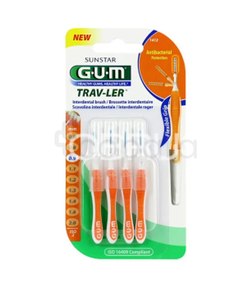 GUM TRAV-LER MANCHE AVEC BROSSETTE ULTRA-FINE 0.9MM BOITE DE 4 REFERENCE 1412