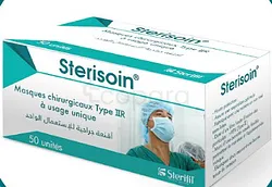 STERISOIN MASQUE CHIRURGICAL NOIR 3 PLIS ELASTIQUE BOITE DE 50 REFERENCE STERSMCNE