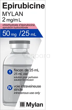 EPIRUBICINE MYLAN 2MG/2ML 50MG/25ML BOITE DE 1 INJECTABLE