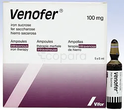VENOFER 100MG 5ML BOITE DE 5 INJECTABLE IV MV