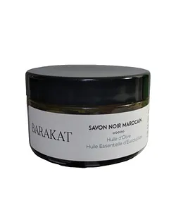 BARAKAT SAVON NOIR MAROCAIN HUILE D'OLIVE HUILE ESSENTIELLE D'EUCALYPTUS 200G