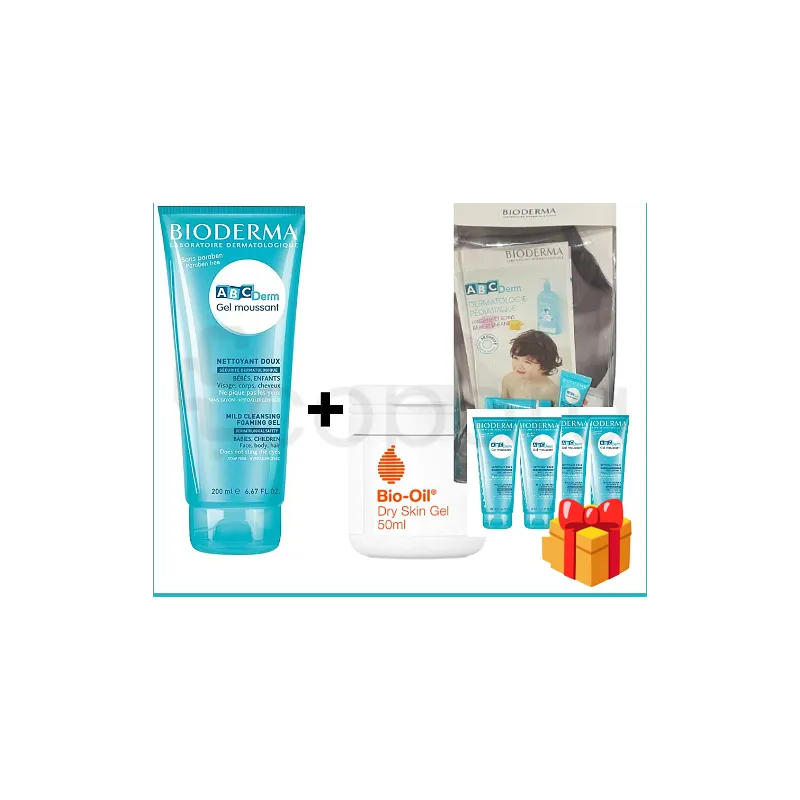 BIODERMA PACK ABCDERM GEL MOUSSANT + BIO-OIL DRY SKIN 200ML