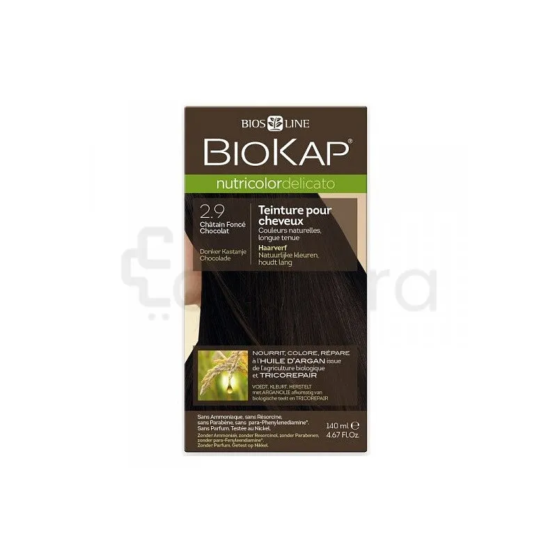 BIOKAP NUTRICOLOR DELICATO NUMERO 2.9 CHATAIN FONCE CHOCOLAT RAPID 10 MINUTES 135ML
