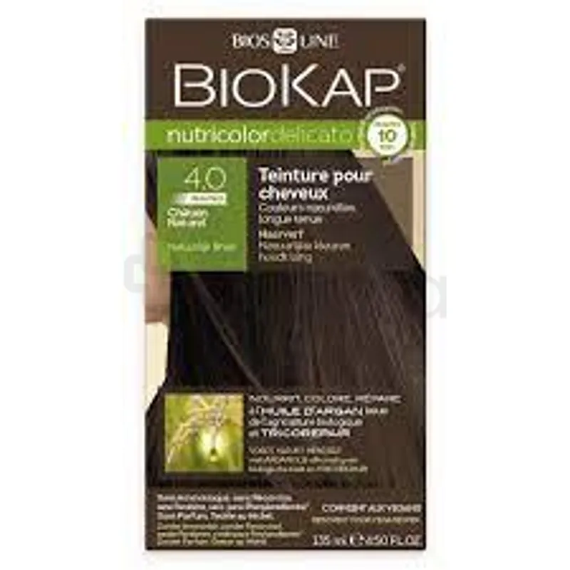 BIOKAP NUTRICOLOR DELICATO NUMERO 4.0 CHATAIN NATUREL RAPIDE 10 MINUTES 135ML