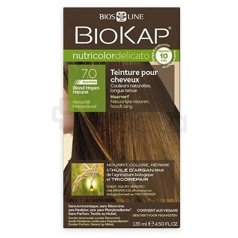 BIOKAP NUTRICOLOR DELICATO RAPIDE NUMERO 7.0 NATURAL MEDIUM BLOND